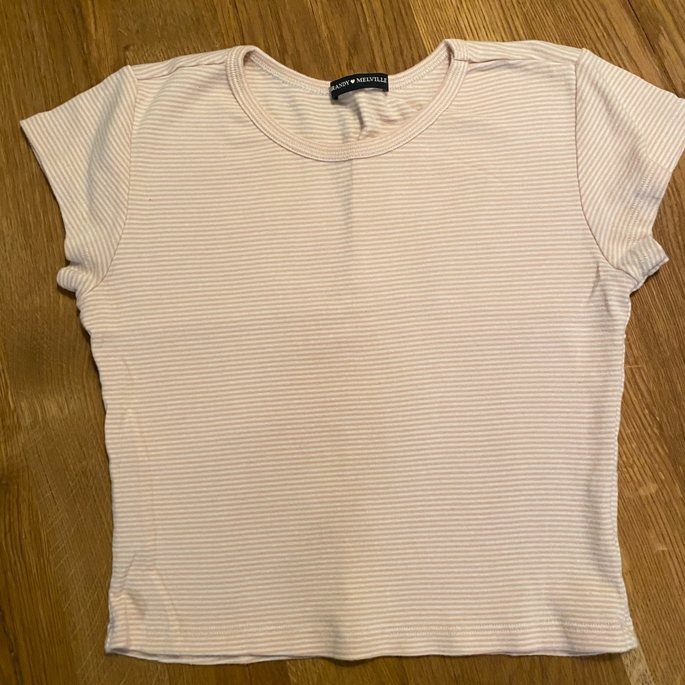 Brandy Melville strip top pink and white